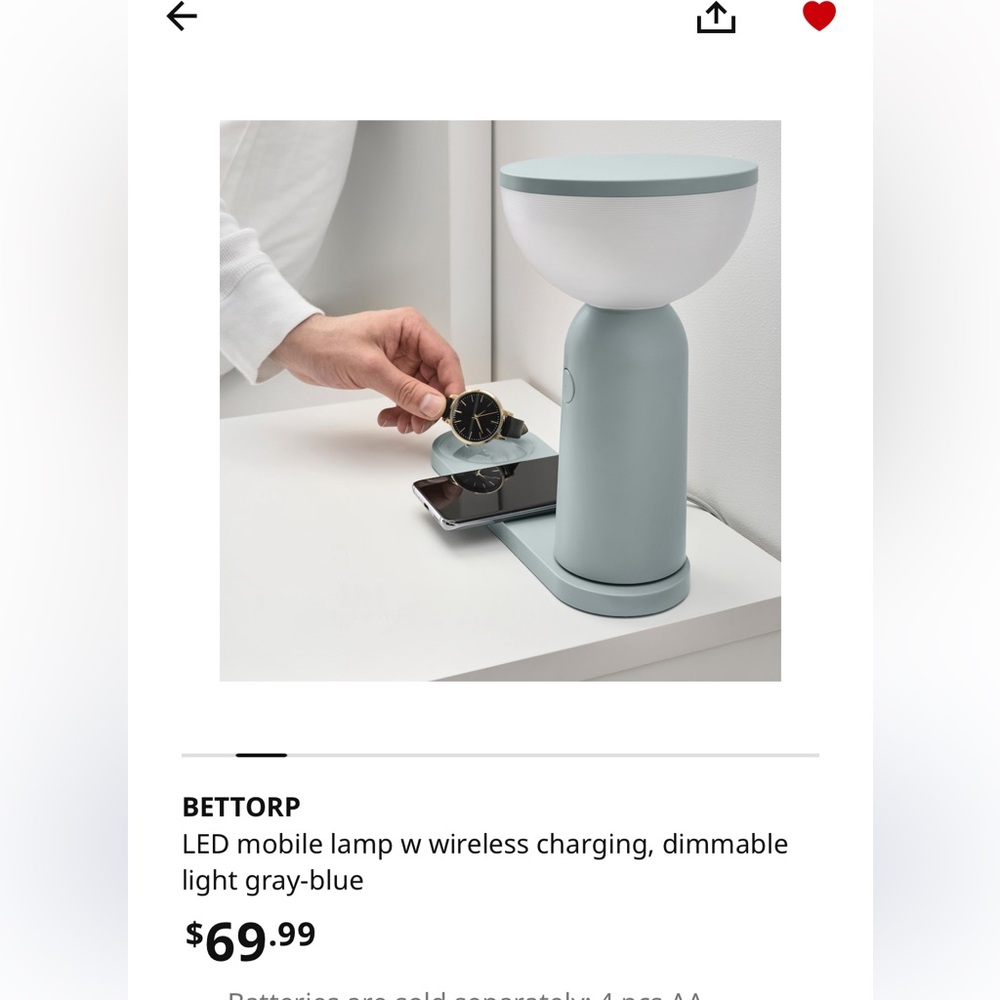 IKEA BETTORP Wireless Charging Lamp